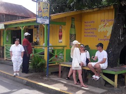 Guests relaxing at a colorful local spot